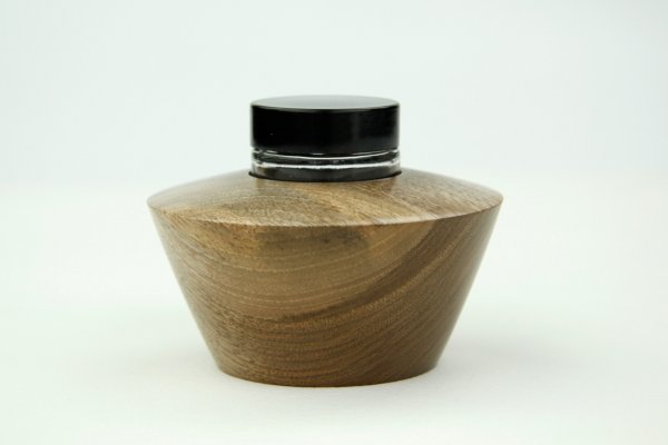 Turned inkwell made of walnut wood